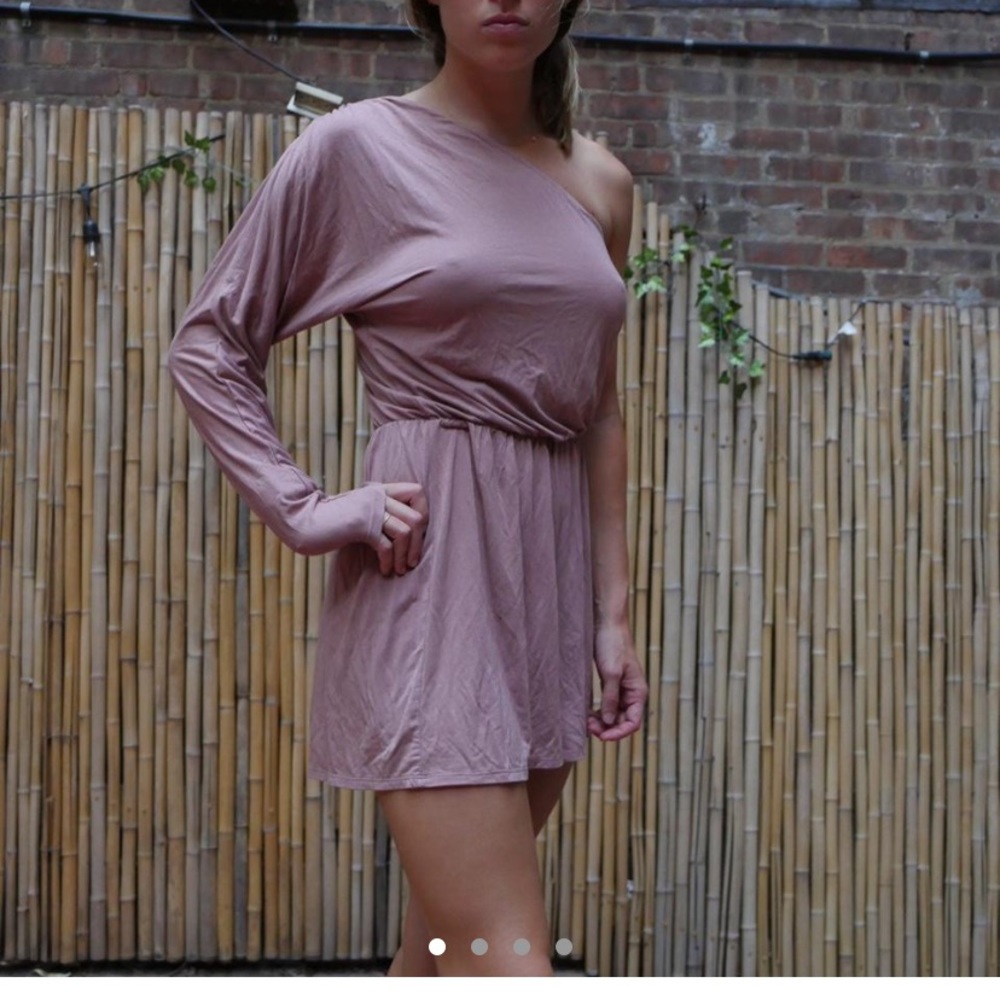 NWT Super soft mauve pink one shoulder romper
